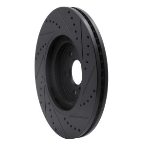 Infiniti QX70 Brake Rotor (1) - Front Left - R1 Concepts - Drilled & Slotted - Black - `08-`25